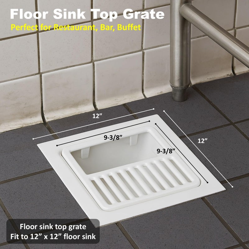 GSW Cast Iron Porcelain Floor Sink Top Grate with Ceramic Surface FS-T1/2, 9-â…œâ€ x 9-â…œâ€ x 1-Â¼â€ - Perfect for Restaurant, Bar, Buffet (Â½ Size) - Image 4